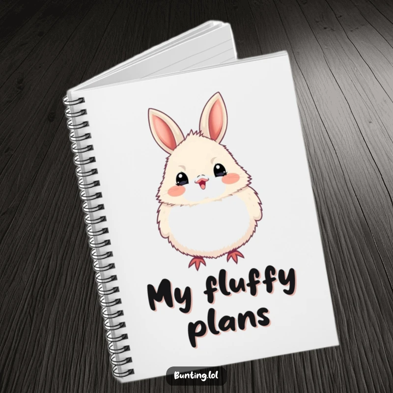 Funny bunting bird notebook with a puffed up bird design, perfect for writing enthusiastically and as a humorous funny gift.