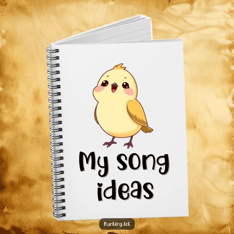 Funny bunting bird notebook with a bunting tilting its head, appearing to enjoy a song, perfect for capturing musical inspirations.