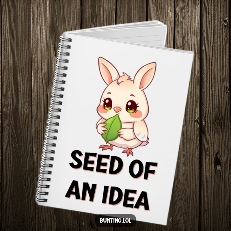 Funny bunting bird notebook with a bunting observing a seed, designed for documenting observations with a humorous twist.