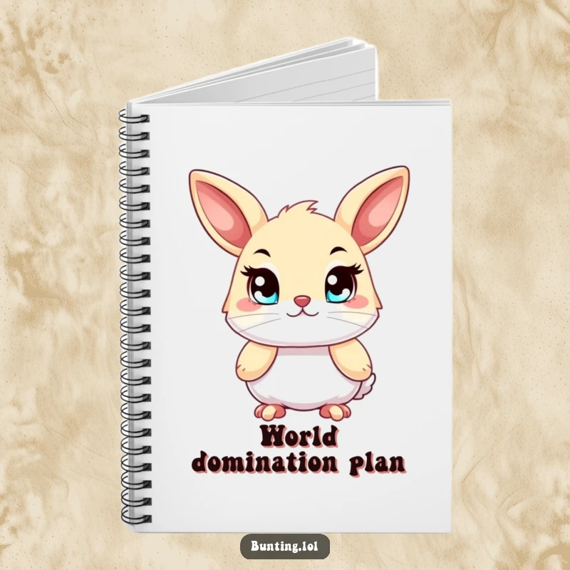 Funny bunting notebook, featuring a bird with bright, determined eyes, perfect for planning and achieving goals.