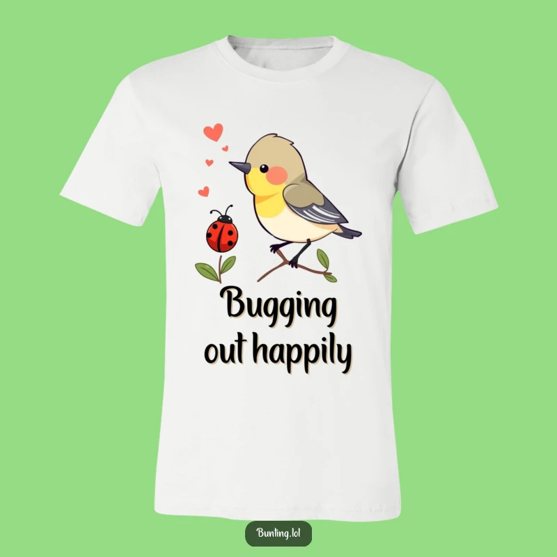 Funny Bunting Bird T-Shirt: Ladybug Encounter Design, Hilarious Style!