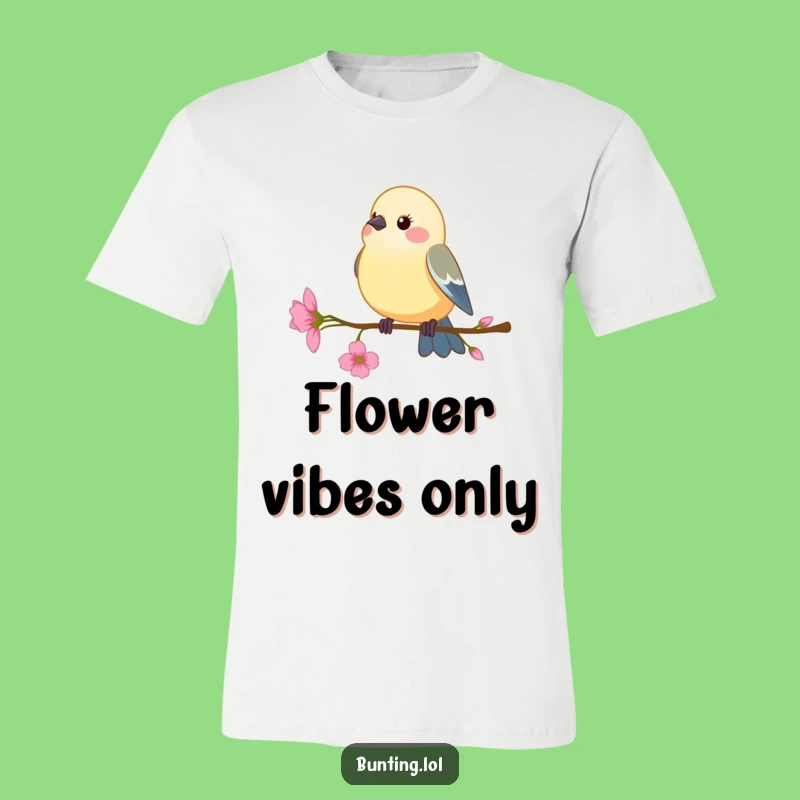 Funny Bunting Bird T-Shirt: Floral Perch Design, Hilarious Style!