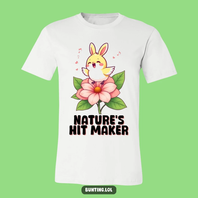 Funny Bunting on Flower T-Shirt: Wearable Joyful Song for Bird Lovers!