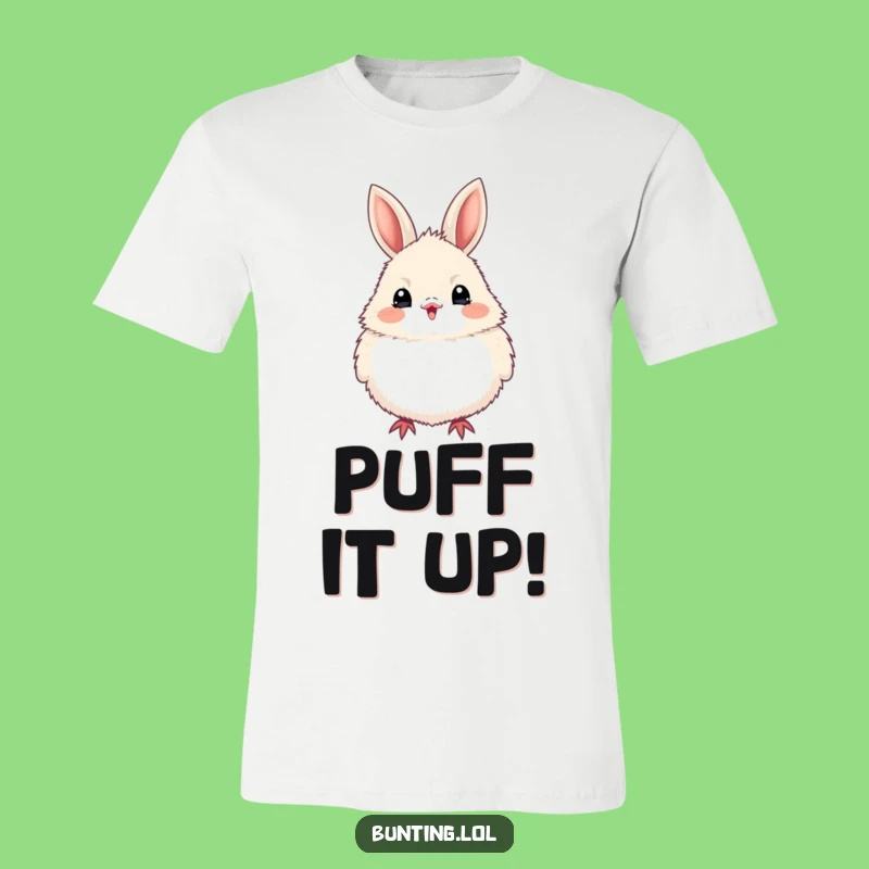 Funny Bunting Bird Puffed Up T-Shirt, Enthusiastic Avian Wear for Fun