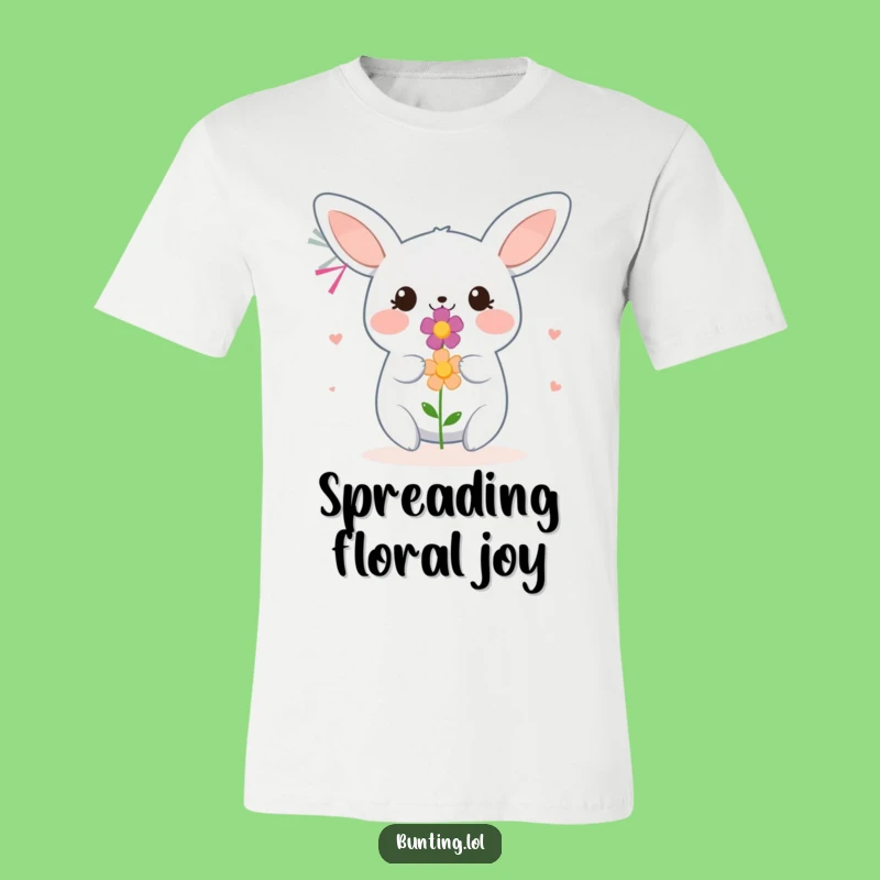Funny Bunting Bird T-Shirt - Flower Offering Smile, Hilarious Gift for Givers