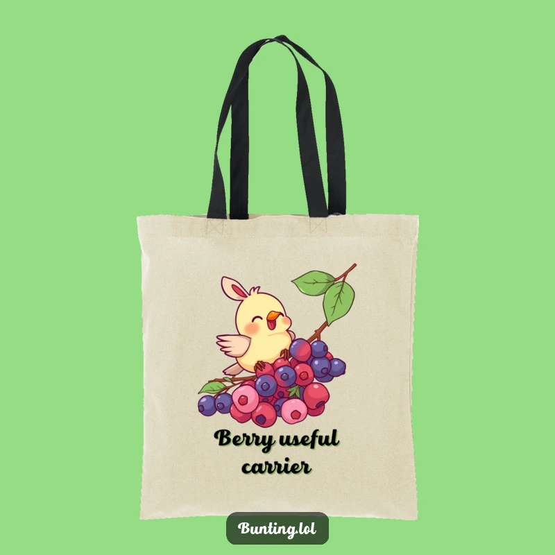 Funny Bunting Bird Berry Pecking Tote Bag - Stylish and Hilarious Shopping Gift