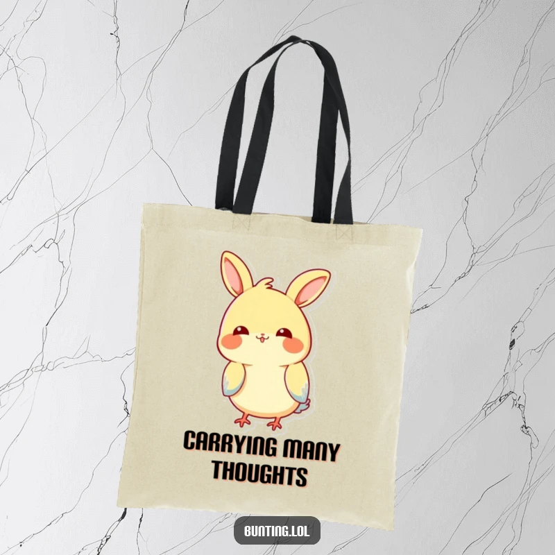 Funny Tilting Bunting Tote Bag: A bunting bird playfully tilting its head, perfect for humorous shopping.