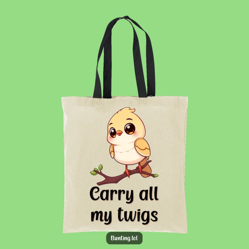 Funny Big Eyes Bird Tote Bag: Cheerful Perched Songbird Carry-All, Humorous Gift