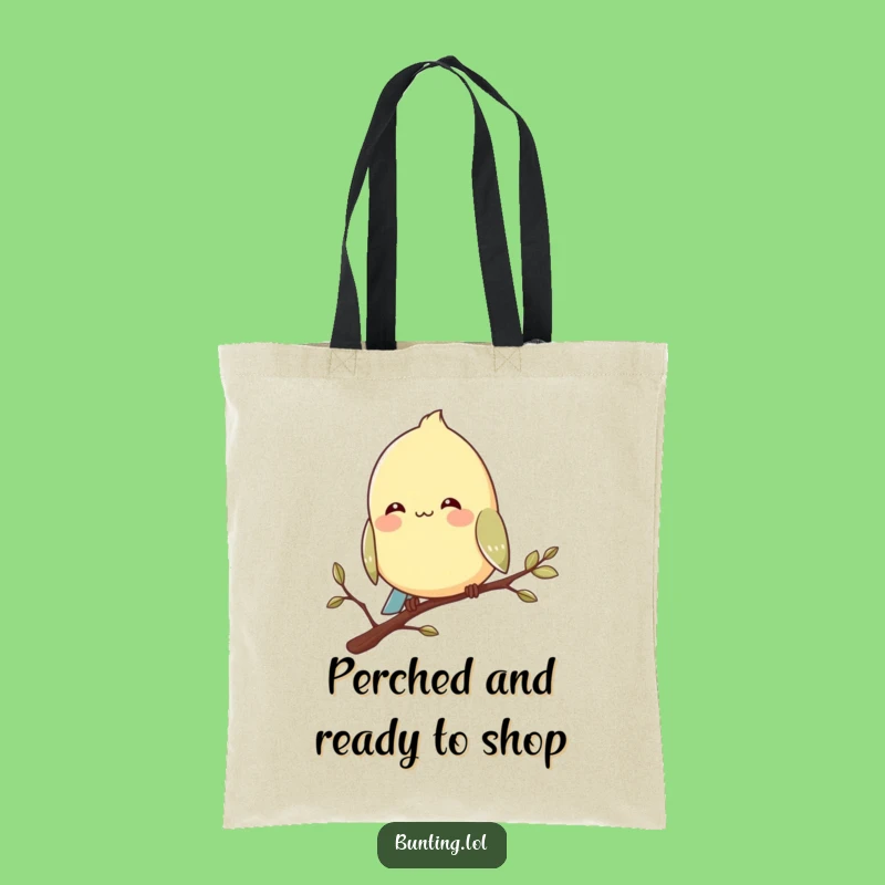 Funny Bunting Bird Tote Bag: Contented Perch Bag - Charming Funny Gift