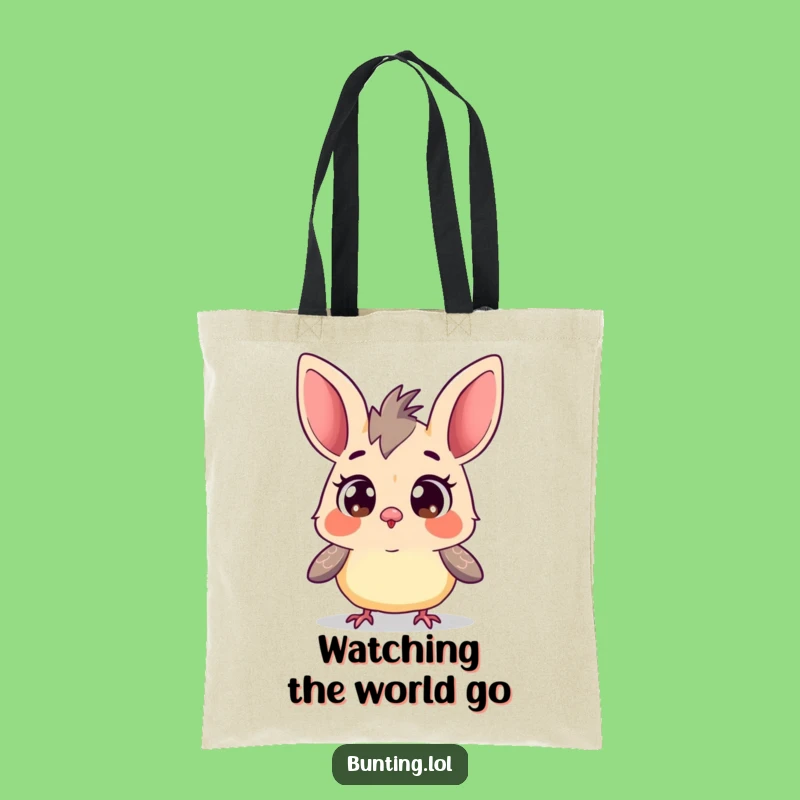 Funny Curious Bunting Tote Bag: Wide-Eyed Bird Exploring, Stylish and Hilarious Carry-All