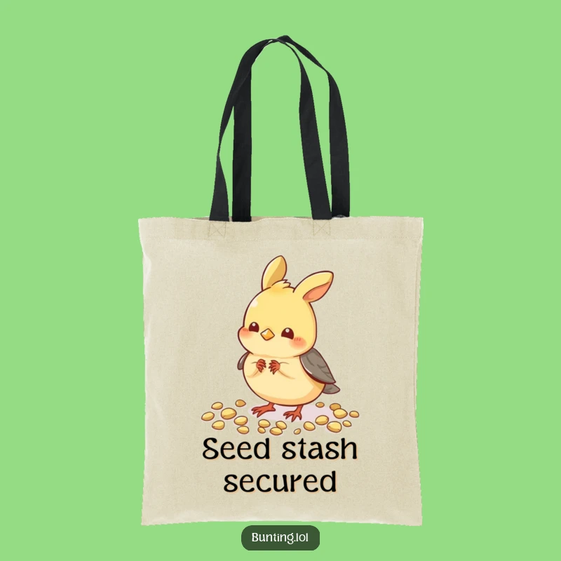 Funny Pecking Bunting Tote Bag: Cute Bird Eating Seeds, Stylish and Hilarious Carry-All
